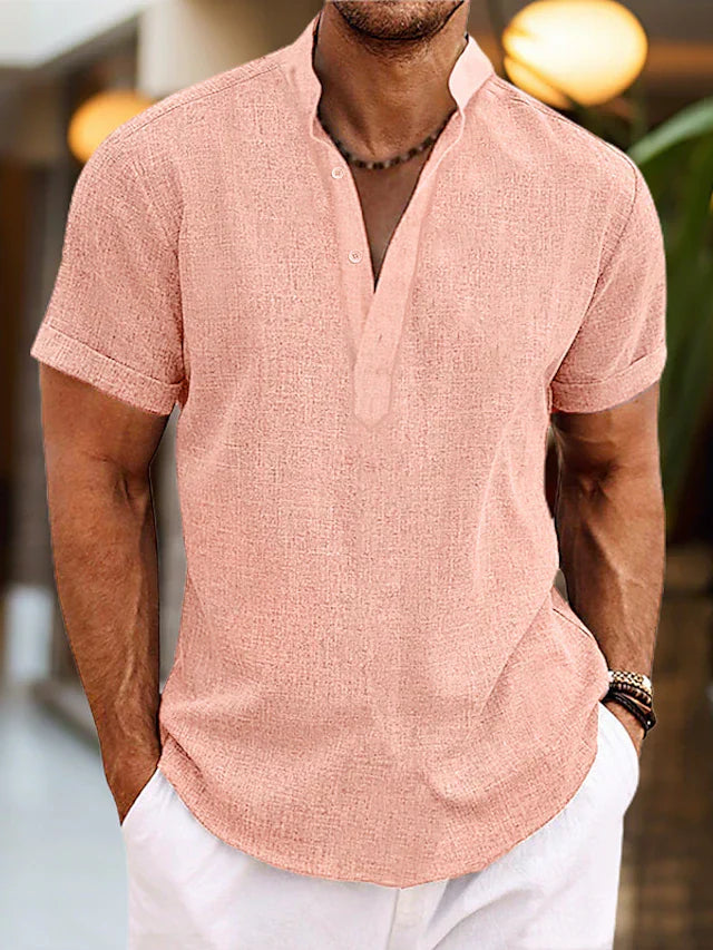 Herren Sommer Lässig Henley Hemd | Kurzarm