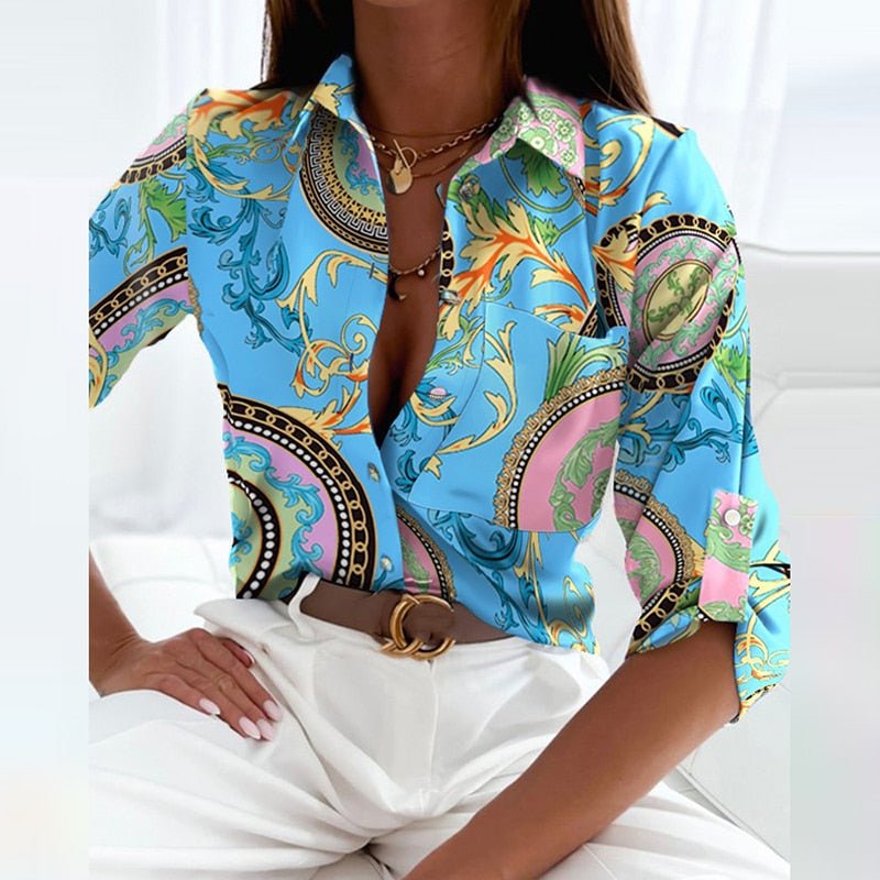 Damen Grafikprint Lässig Bluse | Langarm