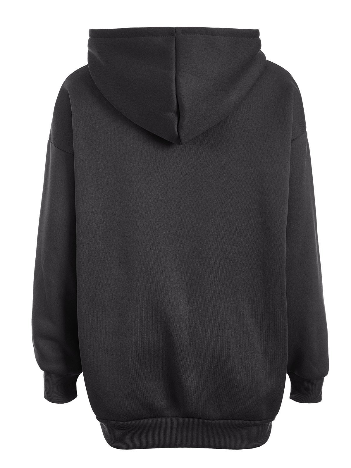 Schwarzer Hoodie mit Reißverschluss und Engel Motiv