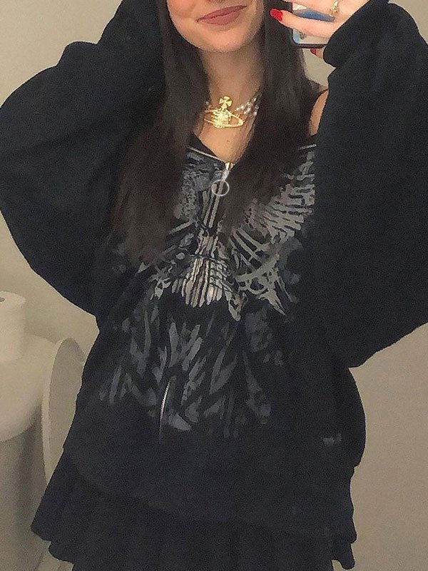 Bedruckter Hoodie mit Reißverschluss