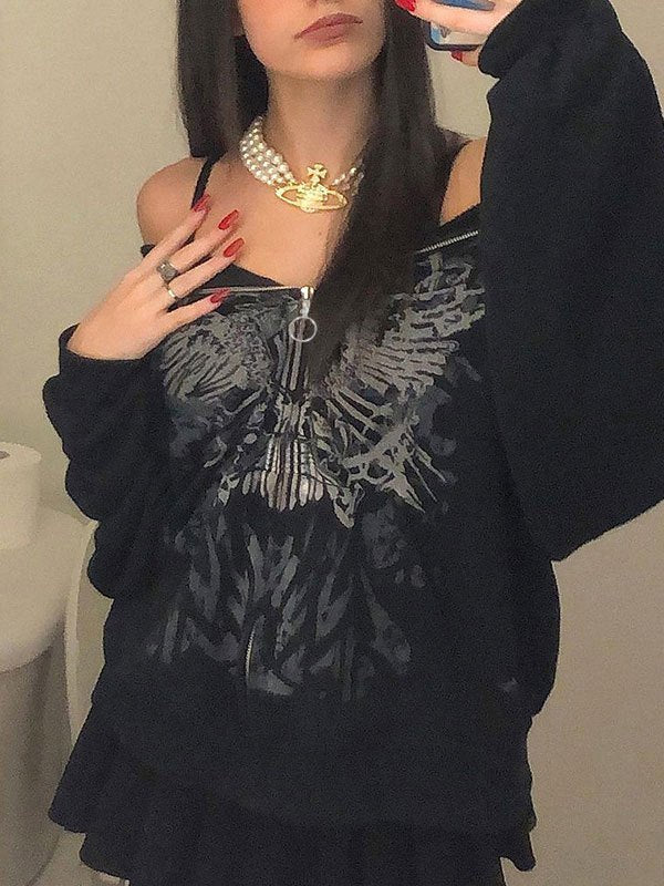 Bedruckter Hoodie mit Reißverschluss