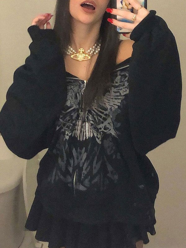 Bedruckter Hoodie mit Reißverschluss