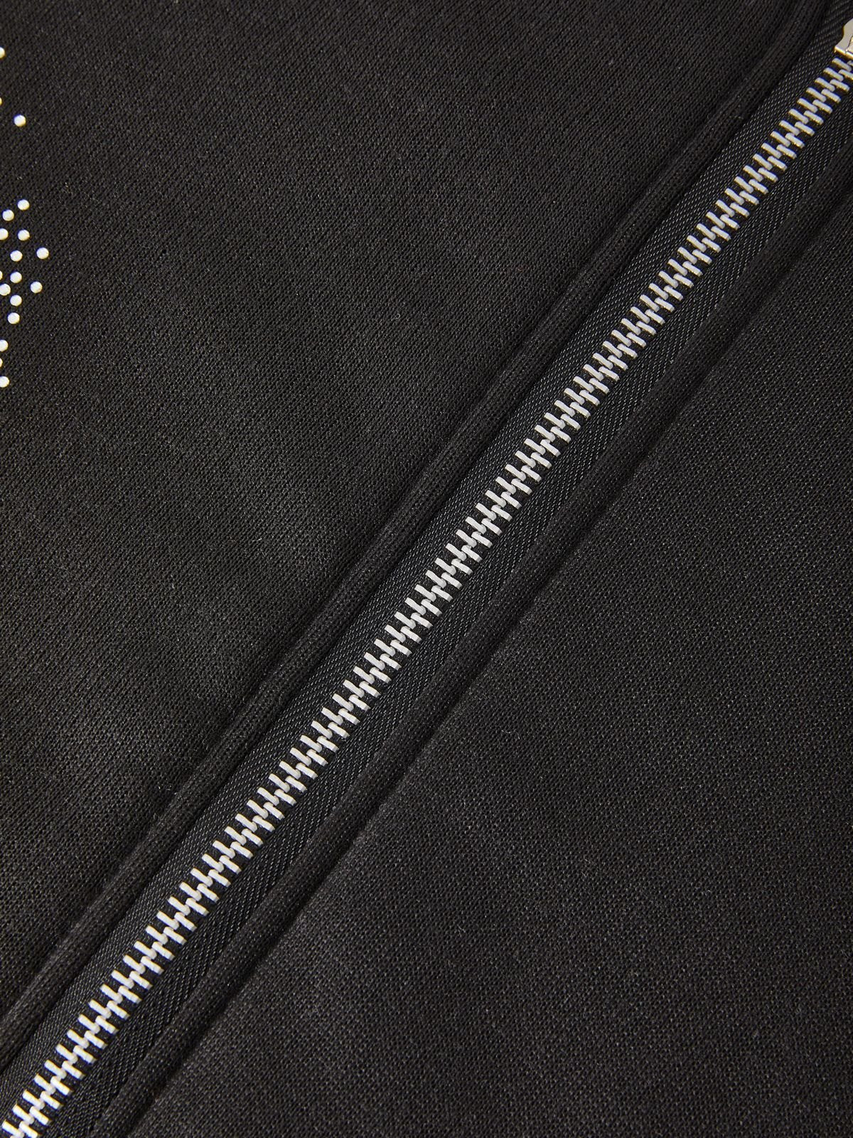 Zip Up Hoodie mit Rhinestone Kreuzmuster