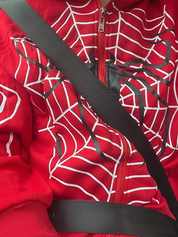Zip Up Hoodie mit Spinnenmotiv