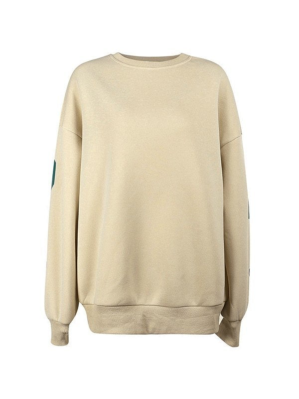 Oversize College Sweatshirt mit grüner Buchstaben Grafik