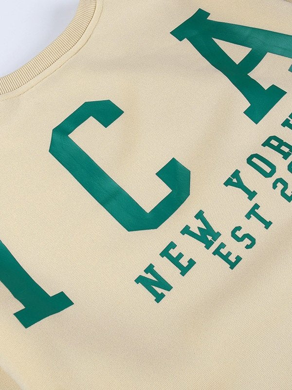 Oversize College Sweatshirt mit grüner Buchstaben Grafik