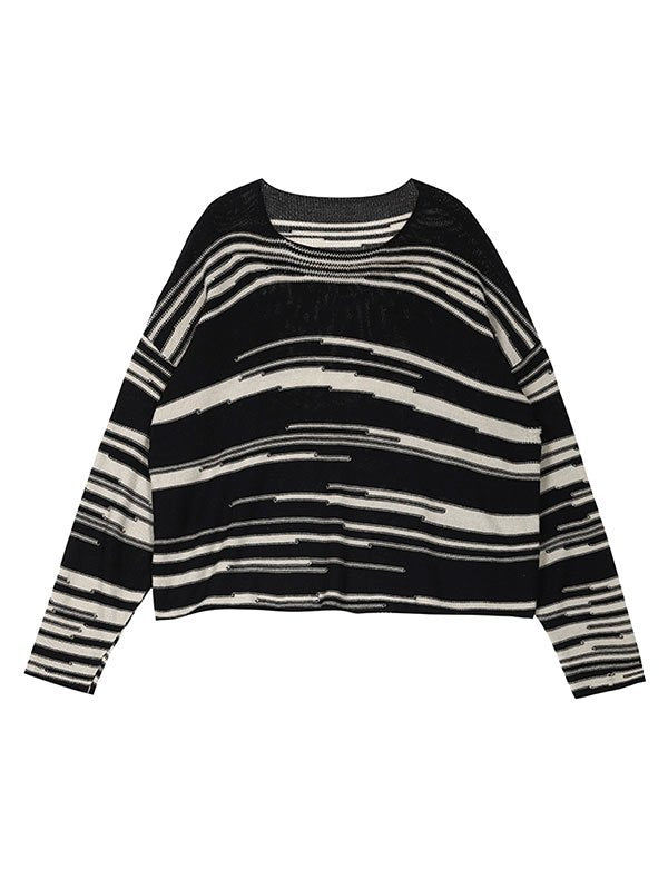 Oversized Strickpullover mit Streifen