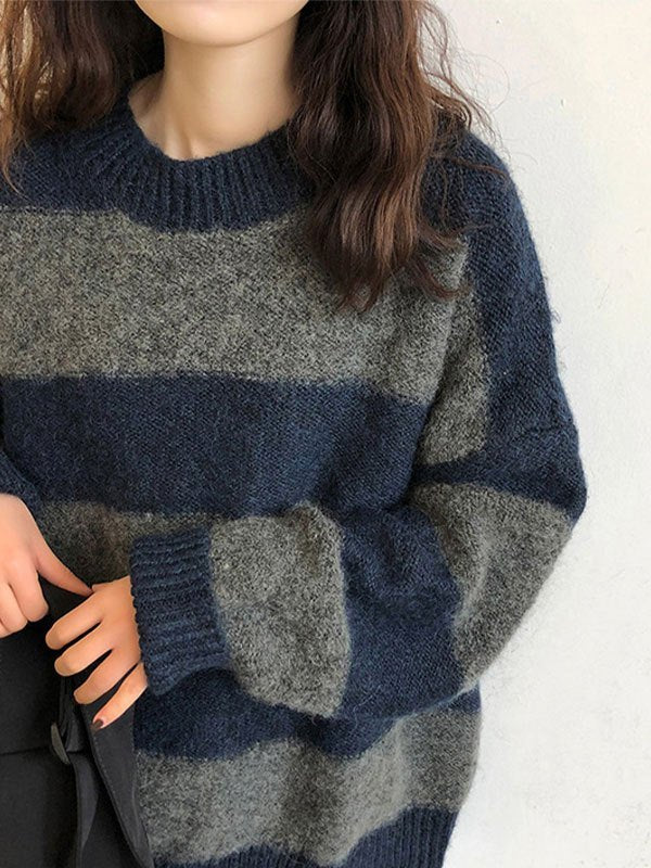 Oversized Pullover mit Streifen
