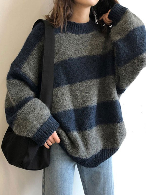 Oversized Pullover mit Streifen