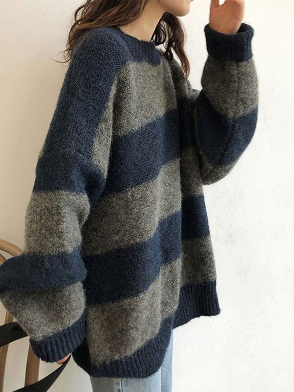 Oversized Pullover mit Streifen