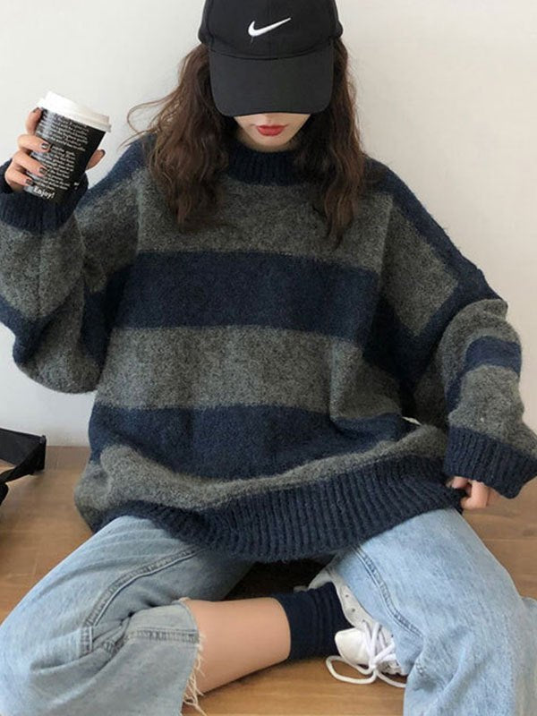 Oversized Pullover mit Streifen