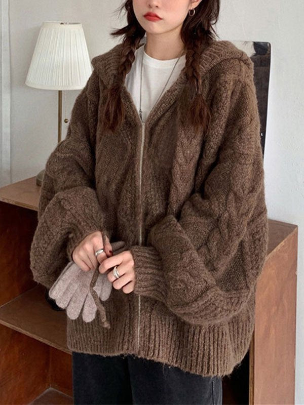 Oversize Strickjacke mit Kapuze