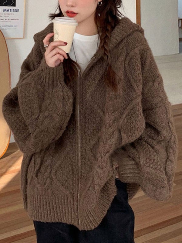 Oversize Strickjacke mit Kapuze