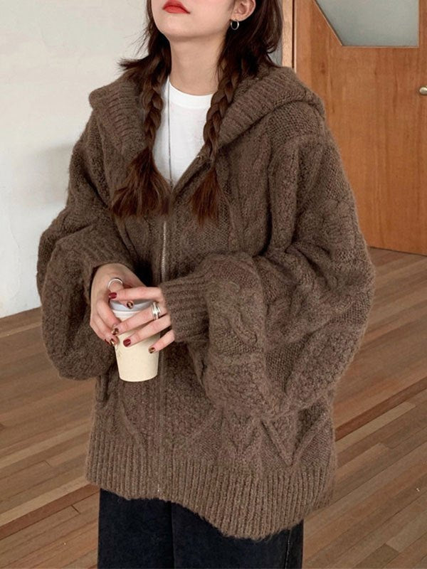 Oversize Strickjacke mit Kapuze