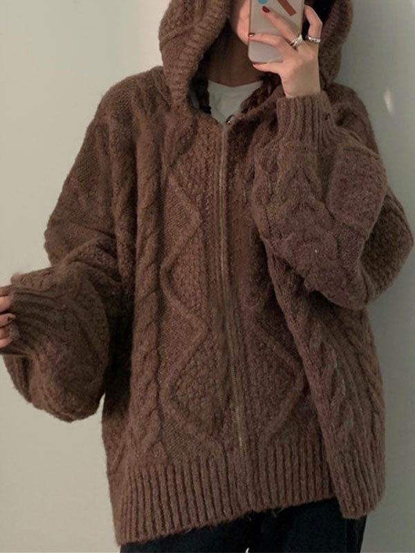 Oversize Strickjacke mit Kapuze