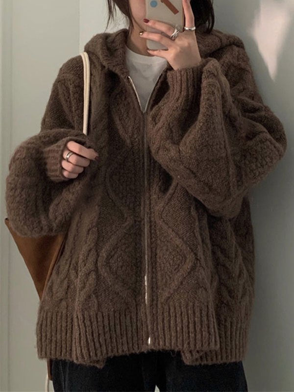 Oversize Strickjacke mit Kapuze