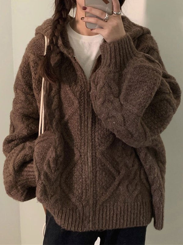 Oversize Strickjacke mit Kapuze