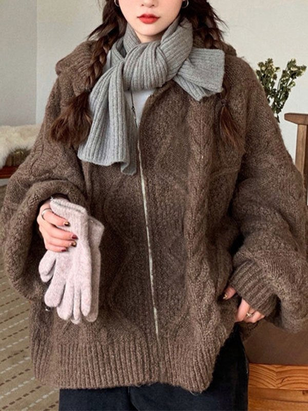 Oversize Strickjacke mit Kapuze