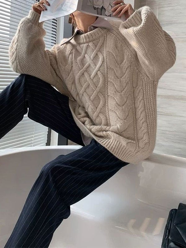 Oversized Pullover mit Zopfmuster
