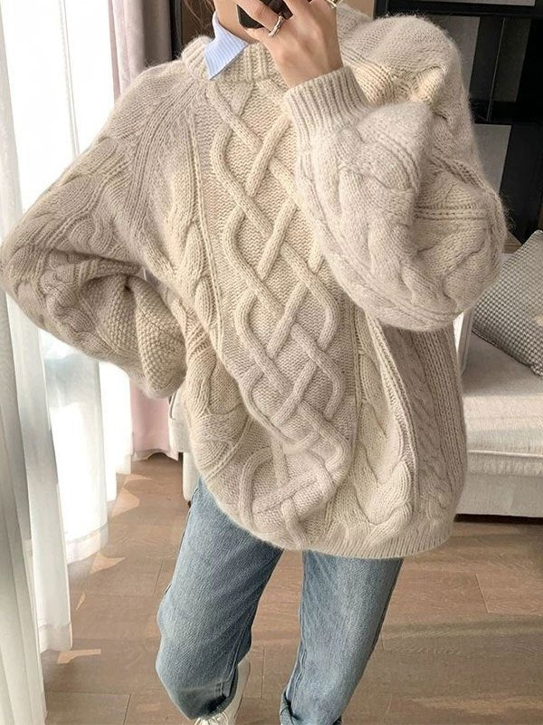 Oversized Pullover mit Zopfmuster