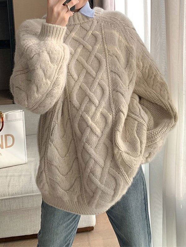 Oversized Pullover mit Zopfmuster