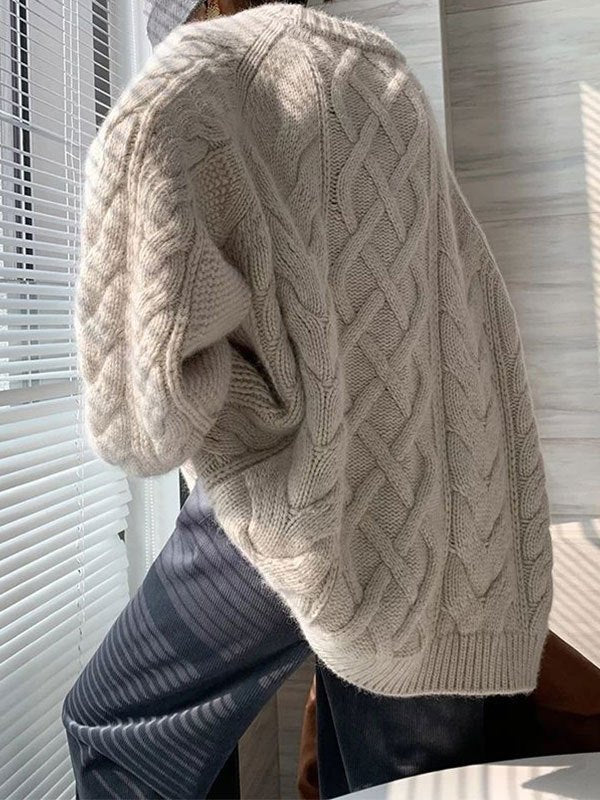 Oversized Pullover mit Zopfmuster