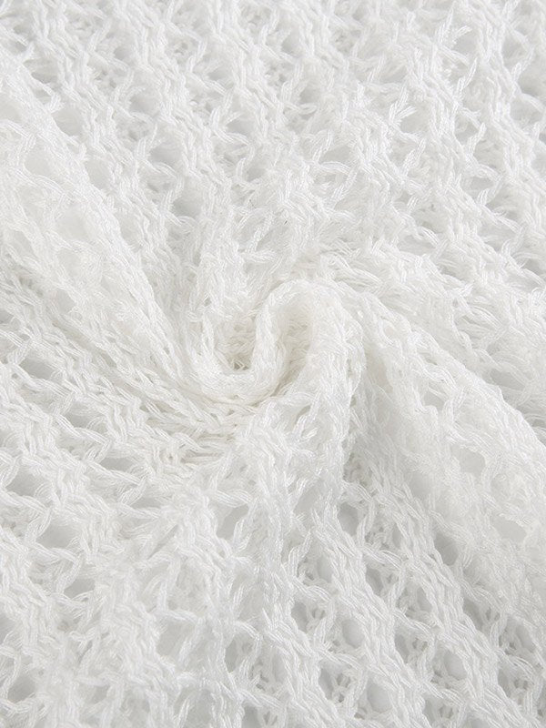 Langarm Häkel Top mit Lochmuster