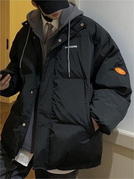 Vintage Oversize Mock Zweiteilige Puffer Jacke mit Hoodie